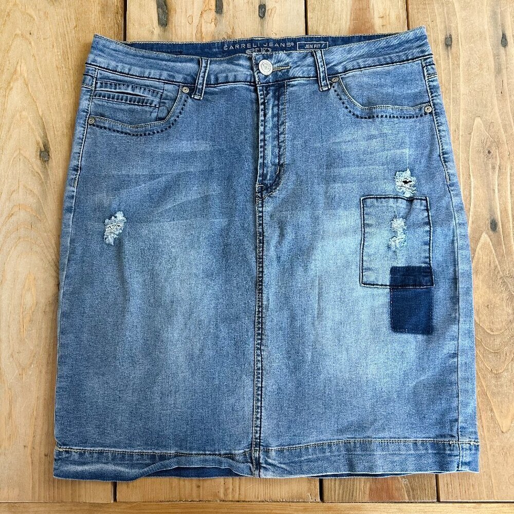 Carreli Jeans Jen Fit Women's Western Distressed Jean Skirt‎ 10